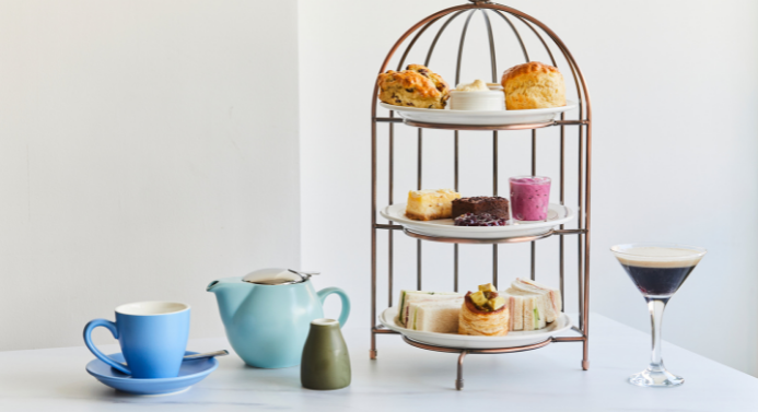 Freshly baked cakes and pastries on display